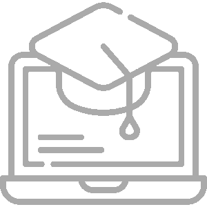 online-learning-1.png Outline of a laptop with a graduation cap on the screen, symbolizing online education or e-learning.